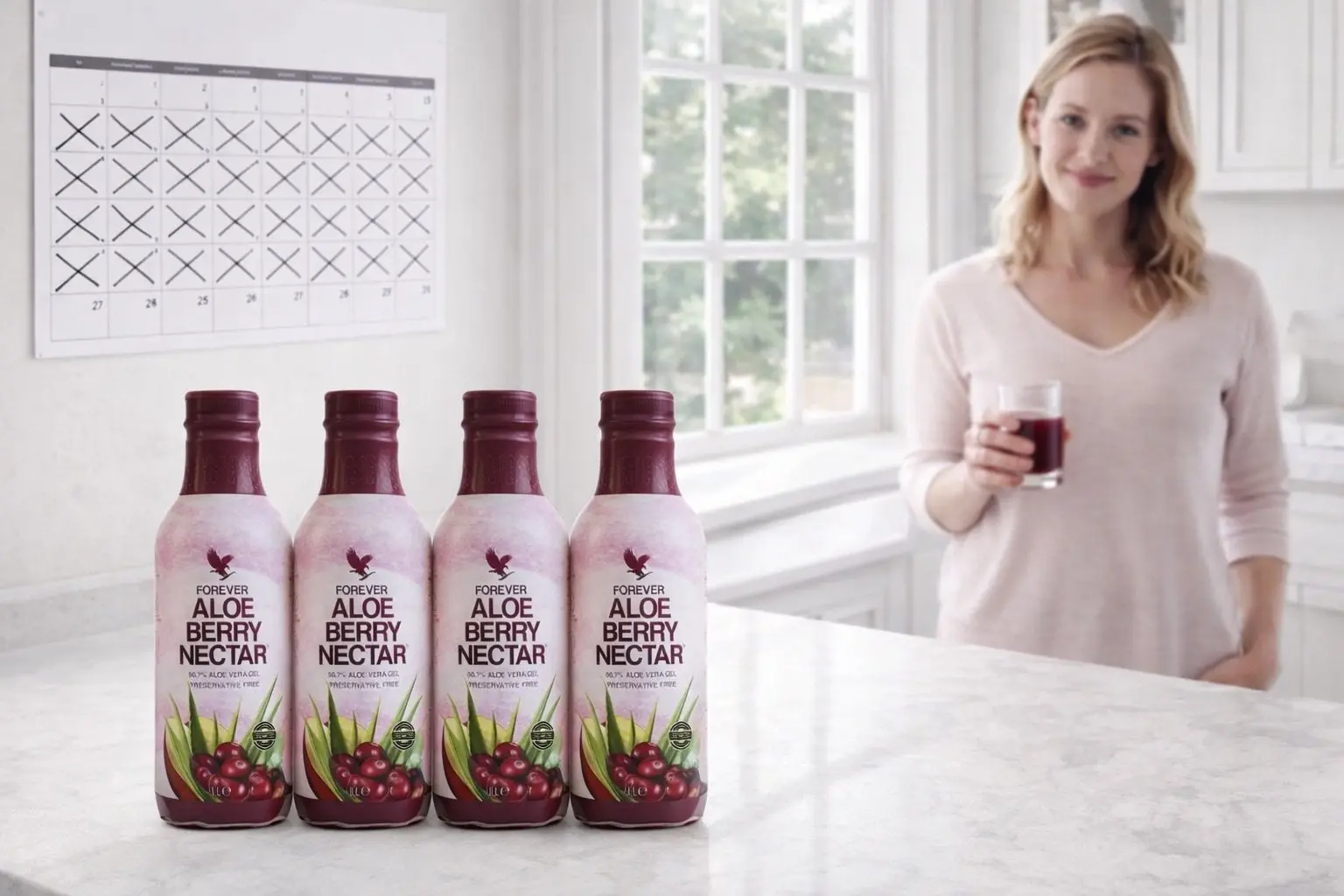 Štyri fľaše Forever Aloe Berry Nectar v balení 4-Pack