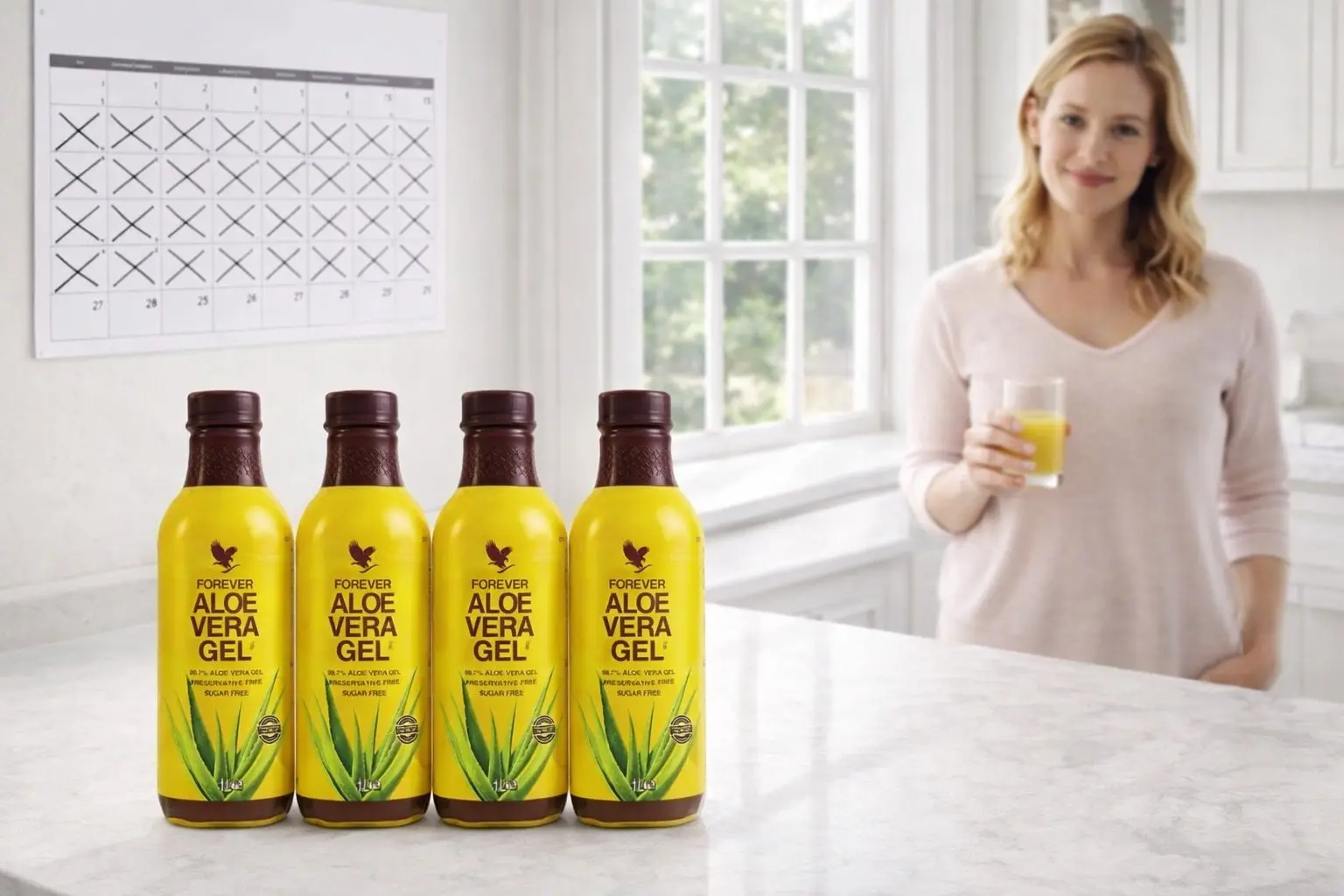 Štyri fľaše Forever Aloe Vera Gel v balení 4-Pack