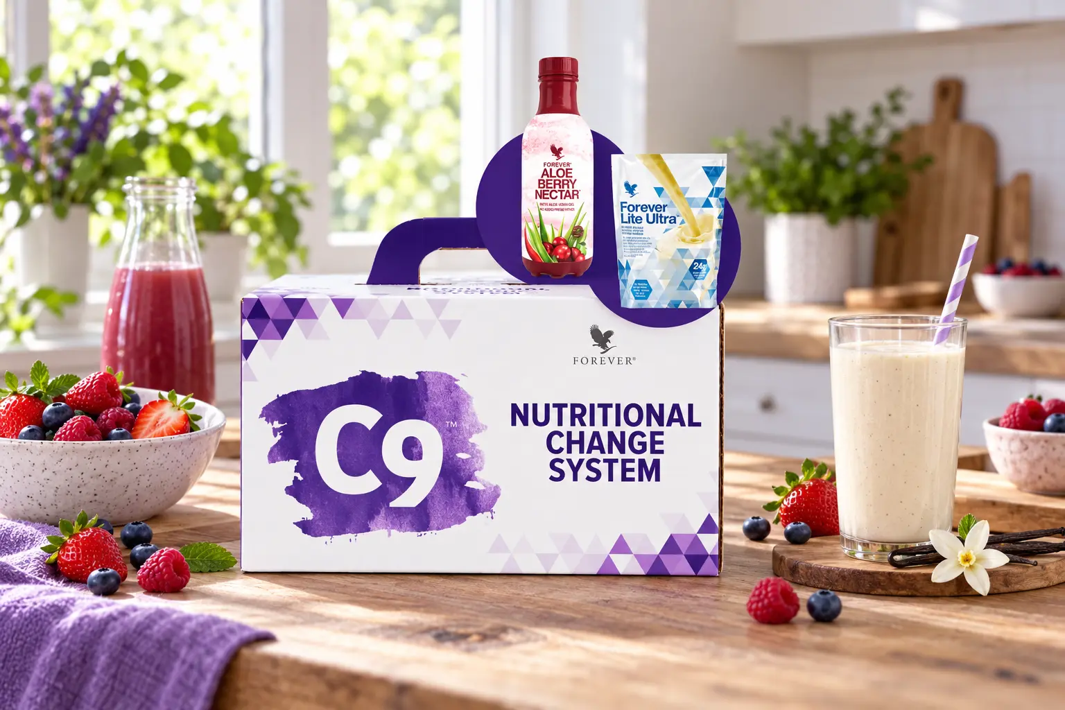 Clean 9 Berry Vanilla v produktovej scéne a scéne z bežného života