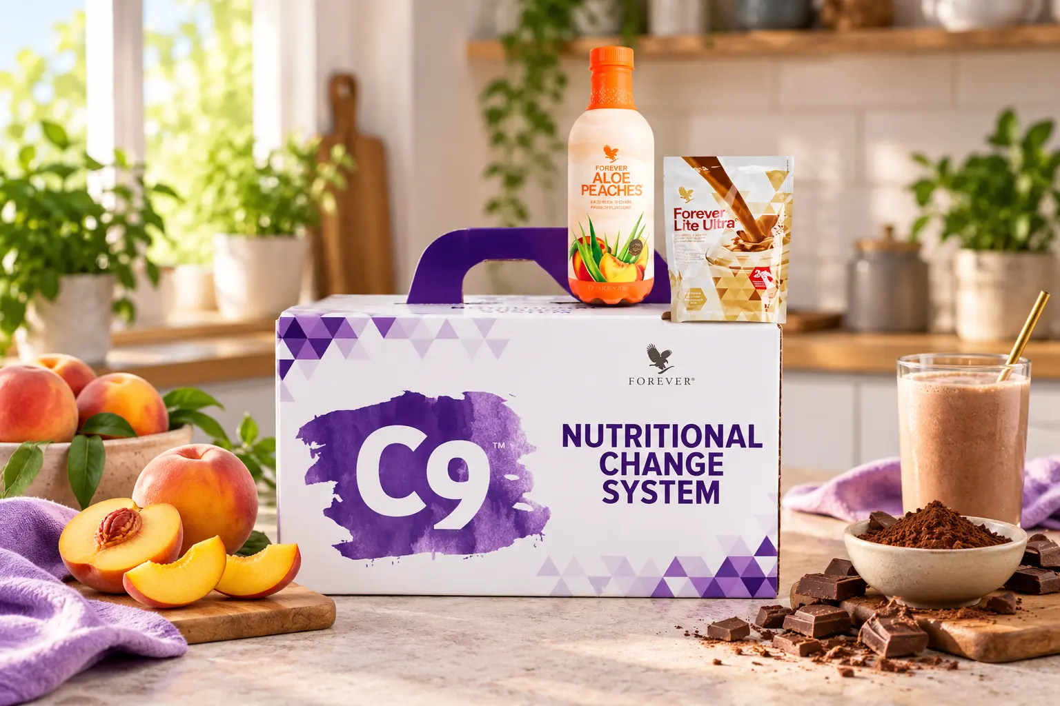Clean 9 Peach Chocolate v produktovej scéne a scéne z bežného života