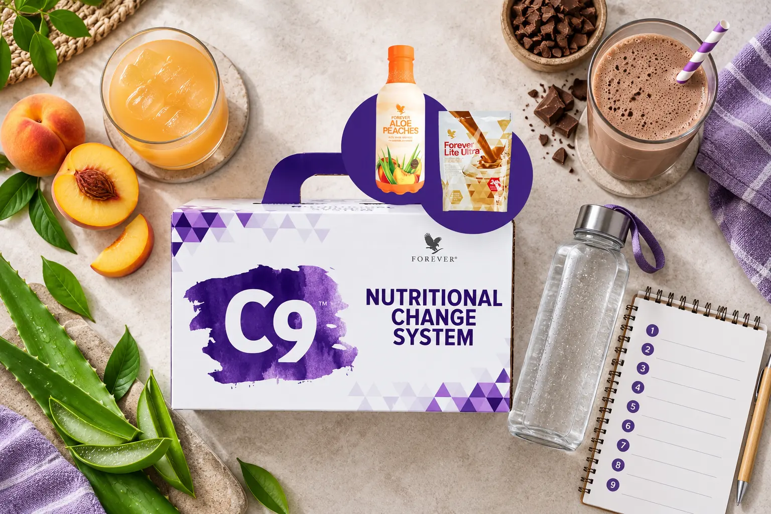 Clean 9 Peach Chocolate v produktovej scéne a scéne z bežného života