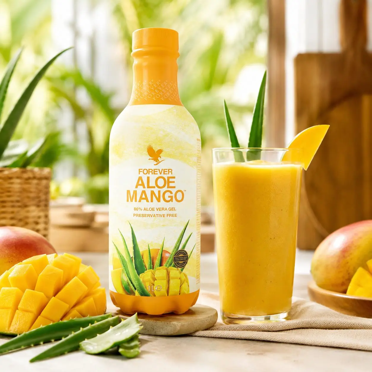 Vychladený Forever Aloe Mango pripravený na podávanie