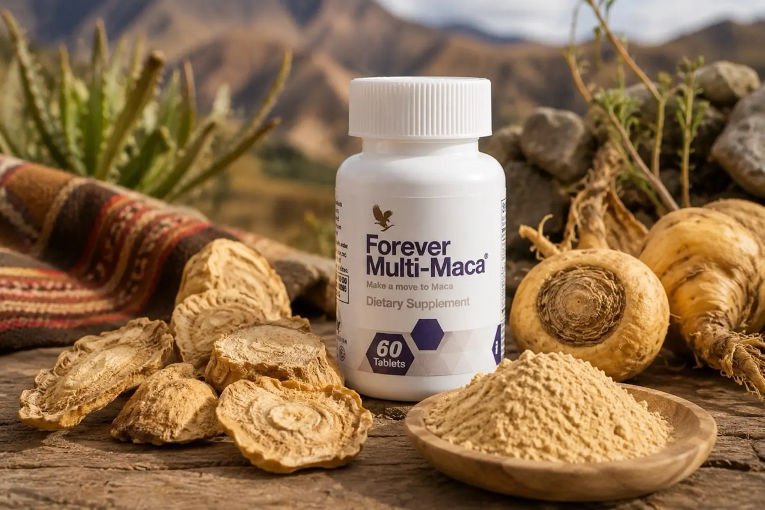Forever Multi-Maca: maca a ďalšie rastlinné zložky v tabletách
