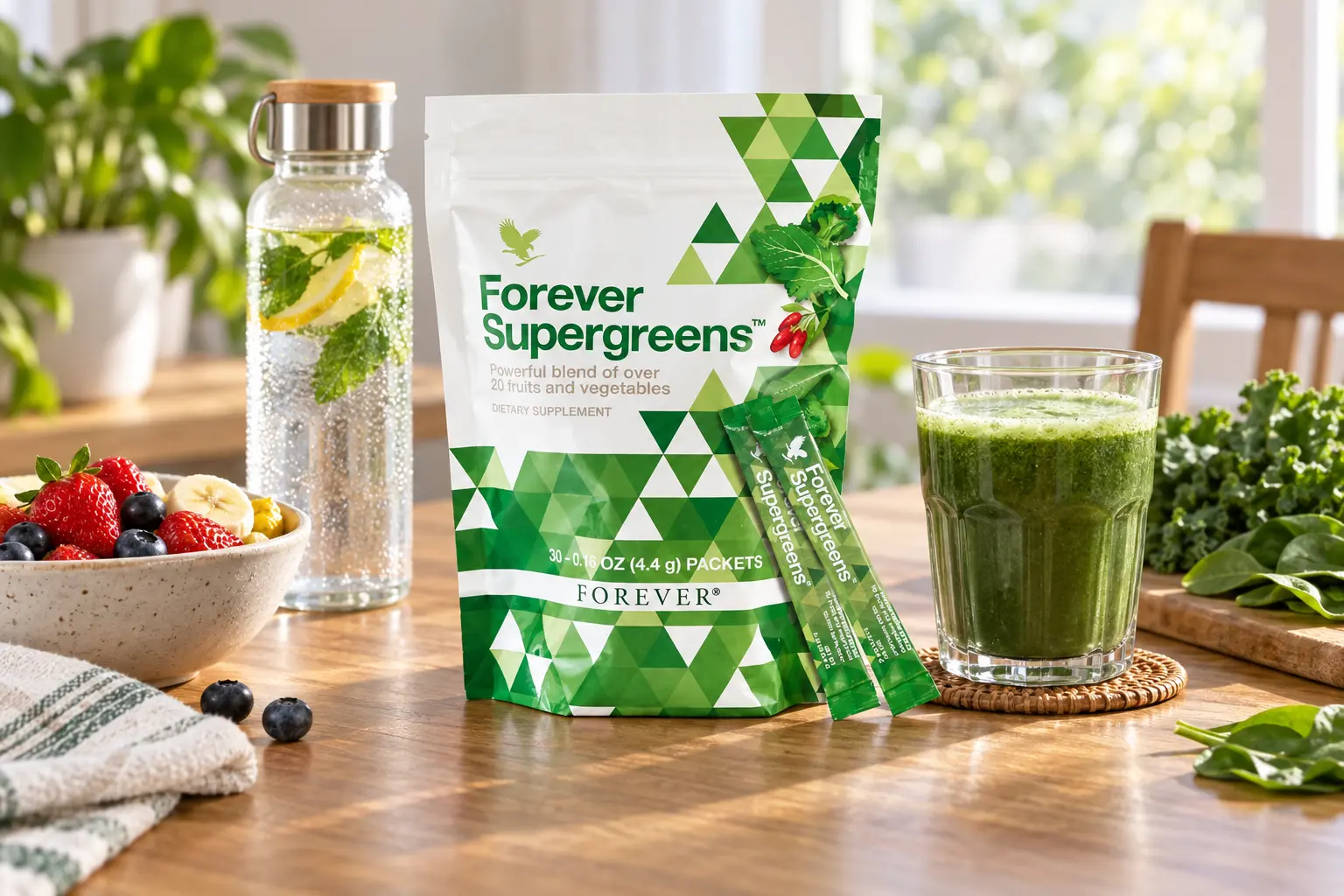 Forever Supergreens pripravený ako súčasť aktívneho dňa