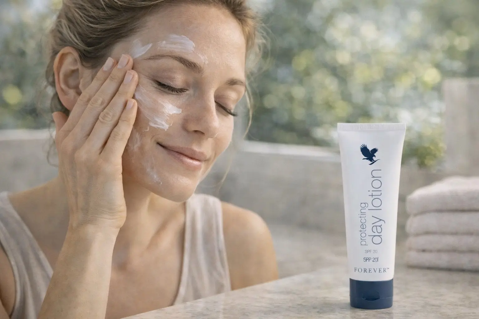 Protecting Day Lotion v produktovej a každodennej scéne